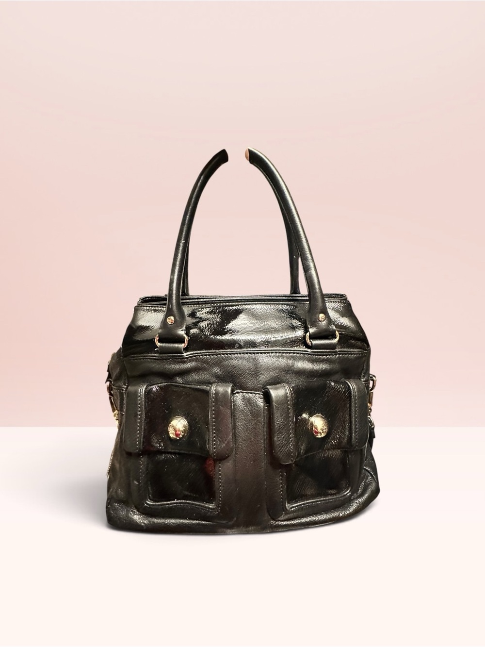 kate spade Black Leather Double-Handle Shoulder Bag